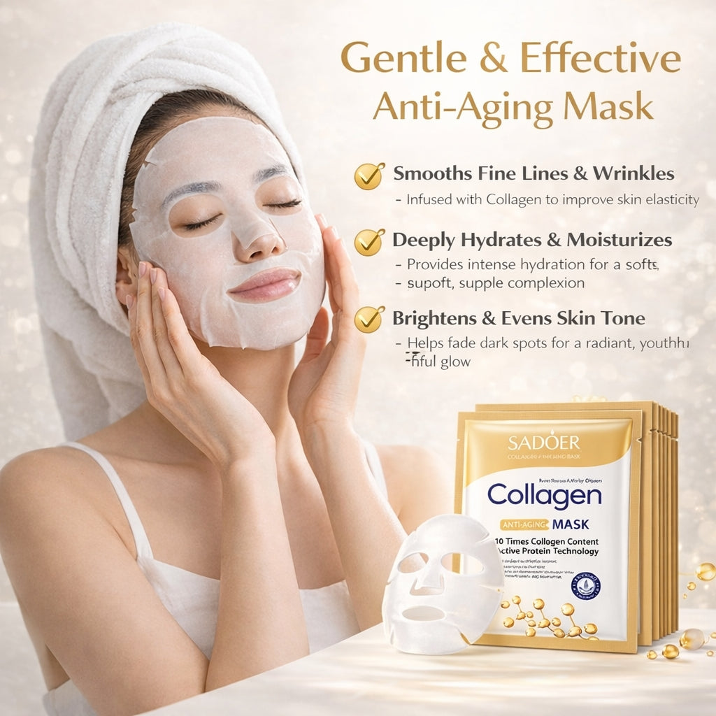 SADOER COLLAGEN FACE MASK (10 SHEETS) – HYDRATING & ANTI-AGING CARE